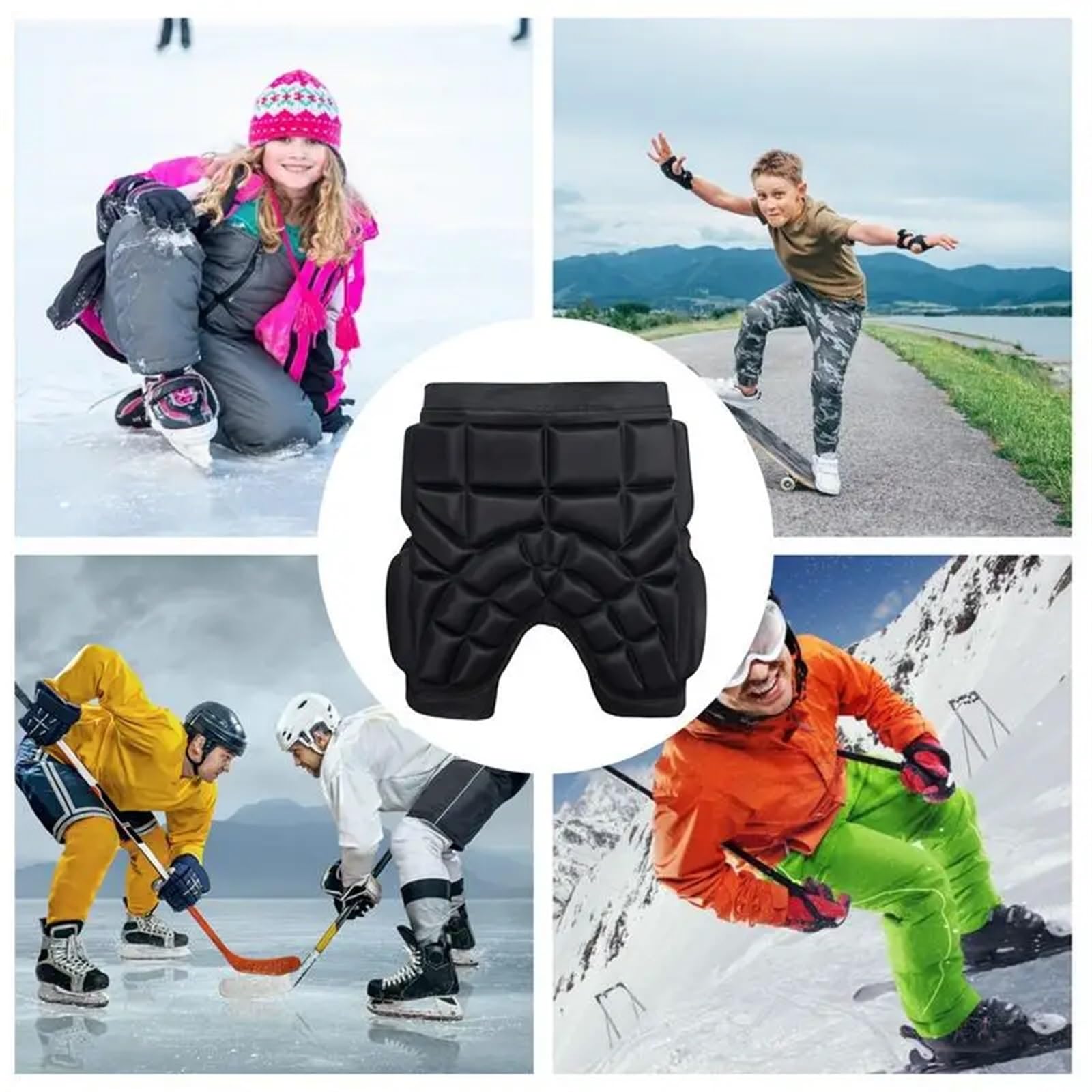 Short de Ski Rembourré Sports de Plein air Ski Skate Snowboard Protection Ski Protecteur Patinage Protecteur Hanche Rembourré Shorts(L)