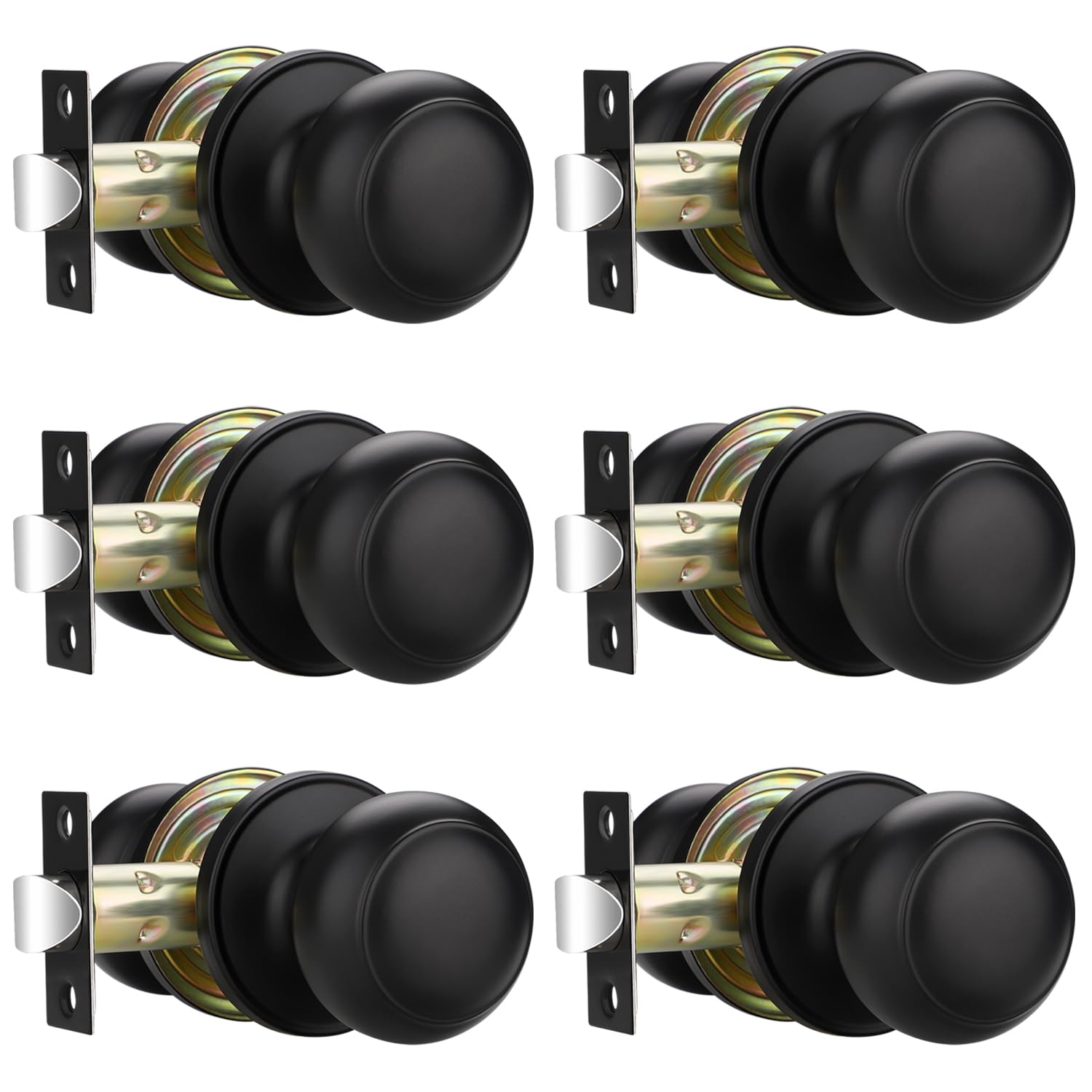 Boutons de porte de passage noir mat poignée de porte intérieure lot de 6