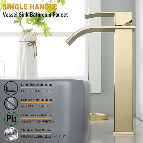 Miniatura 5 de JXMMP - Grifo de lavabo cromado para lavabo de baño, cascada, de un solo agujero, con manguera de suministro y drenaje desplegable sin