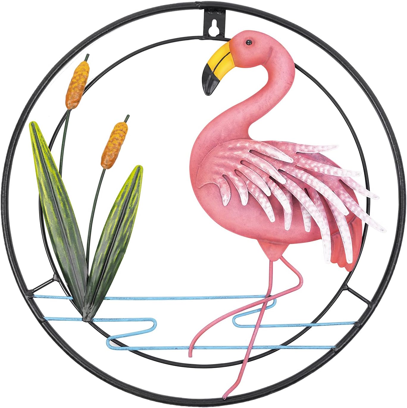 Metal Flamingo Wall Art, Porch Front Door Wall Decor,Room,Outdoor,Club,Bars,Front Door ,Metal Hanging Wall Art Décor