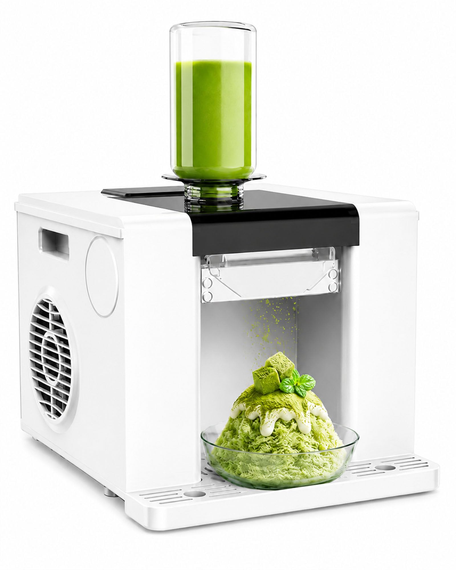 smafoseedding Shaved Ice Machine,Snowflake Ice Machine,60kg Daily Output,350w 2000rpm Automatic Snow Cone Maker With 60s Fast-Ice, 750ml Bucket For Bingsu, Slushy, Coffee,Commercial & Home Use White