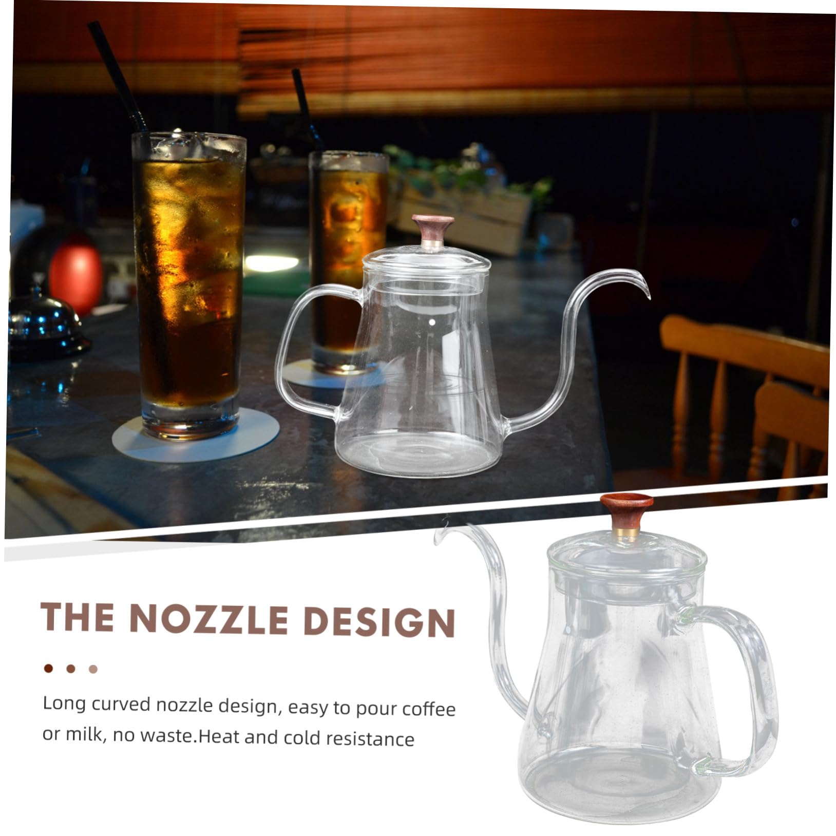 ULTECHNOVO Caffettiera Da Ufficio in Vetro Trasparente 350ml Beccuccio Lungo a Goccia, Bollitore Manuale Impugnatura Ergonomica Per Infusione Caffè e Tè, Per Casa e Lavoro