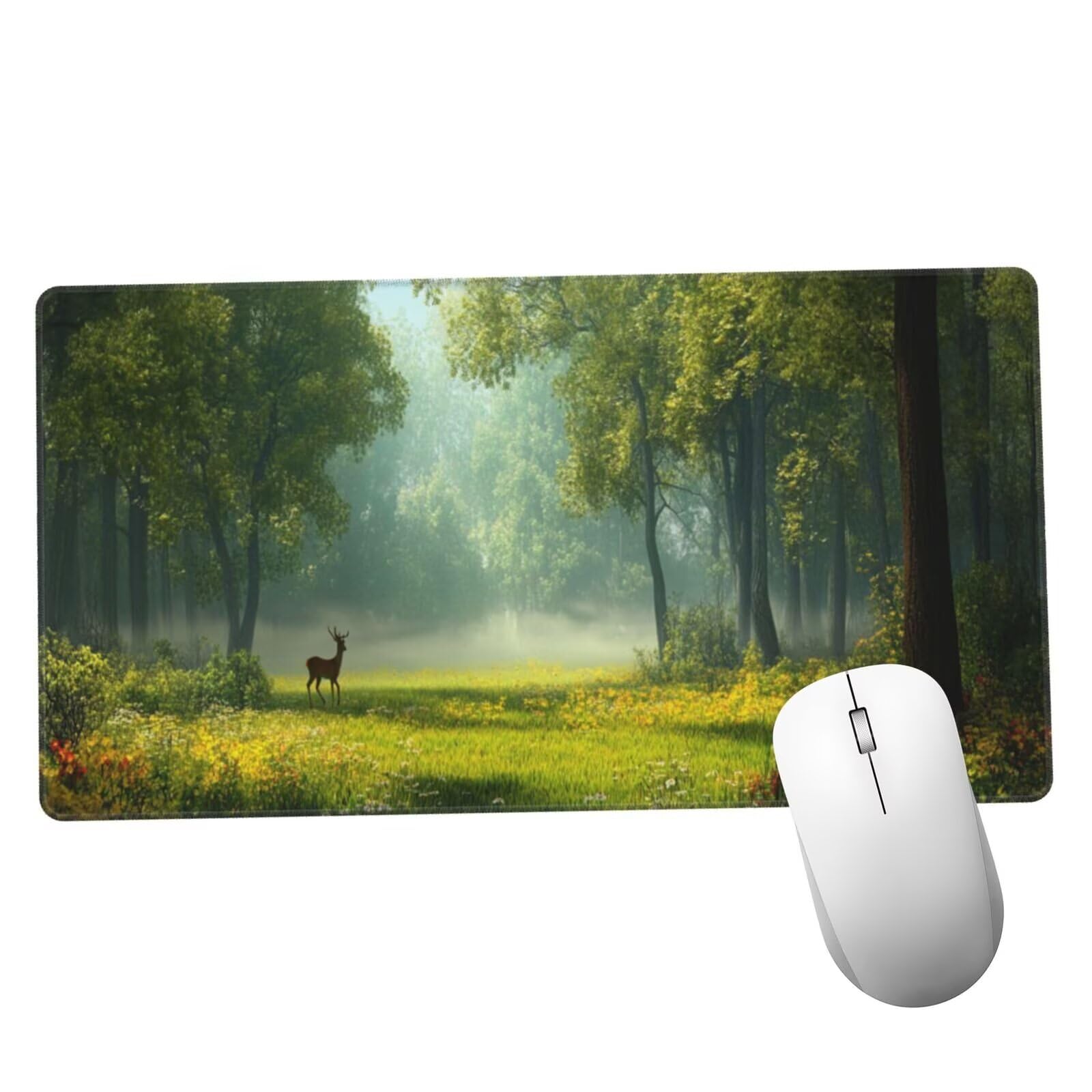Zielona podkładka pod mysz XXL krajobraz mata na biurko 1600 x 800 x 3 mm zmywalna podkładka do gier na laptopa, z antypoślizgową gumową podstawą do gier, PC, pracowników biurowych Y339