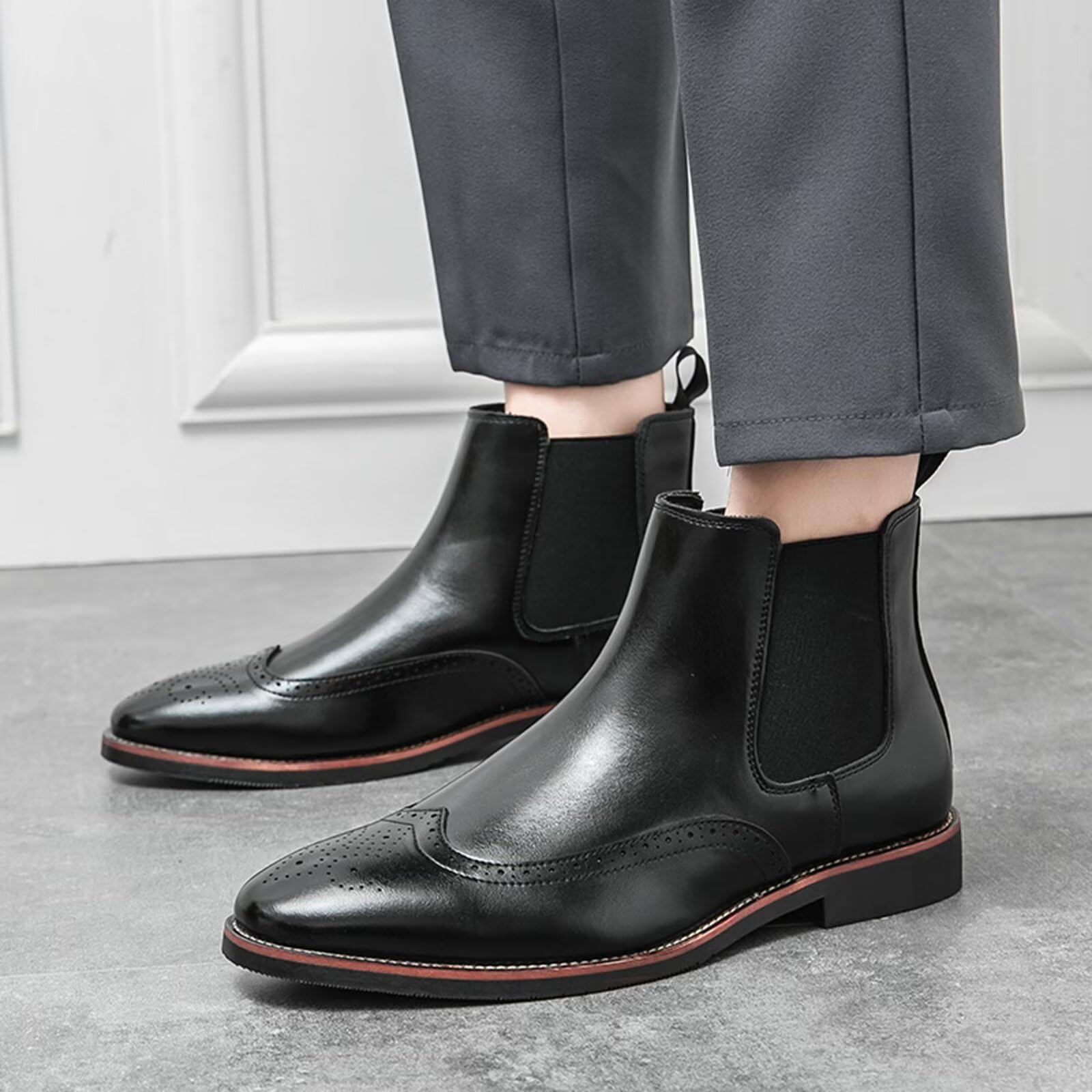 Buty Chelsea męskie skórzane kowbojskie botki wysokie buty wciągane na co dzień retro stylowe buty robocze grube biznesowe buty do sukienki biznesowej na spacer na studniówkę