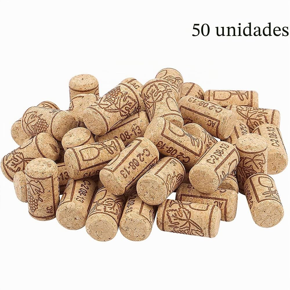 50 Piezas Corchos Naturales Para Vino - Tapones Rectos Para Conservación y Sellado De Botellas - Ideas Para Decoración Del Hogar