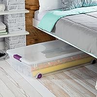 Vista 5 de Sterilite ClearView Latch - Caja de almacenamiento con ruedas para debajo de la cama, contenedor apilable con tapa, contenedor de plástico