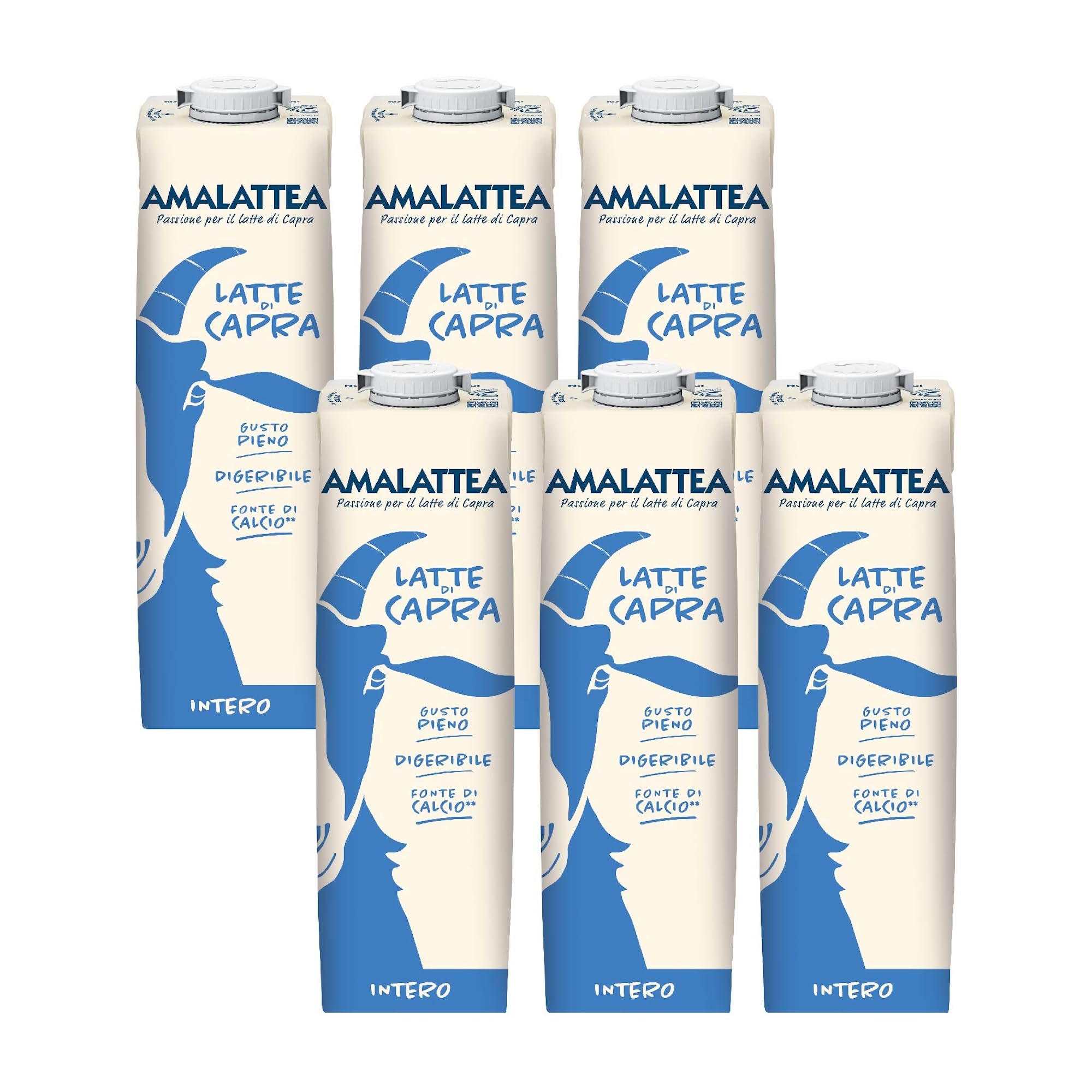 Granarolo, Latte di Capra Amalattea, 6 Confezioni di Latte Intero UHT da 1 lt, Dal Gusto Pieno, Ricca Fonte di Calcio