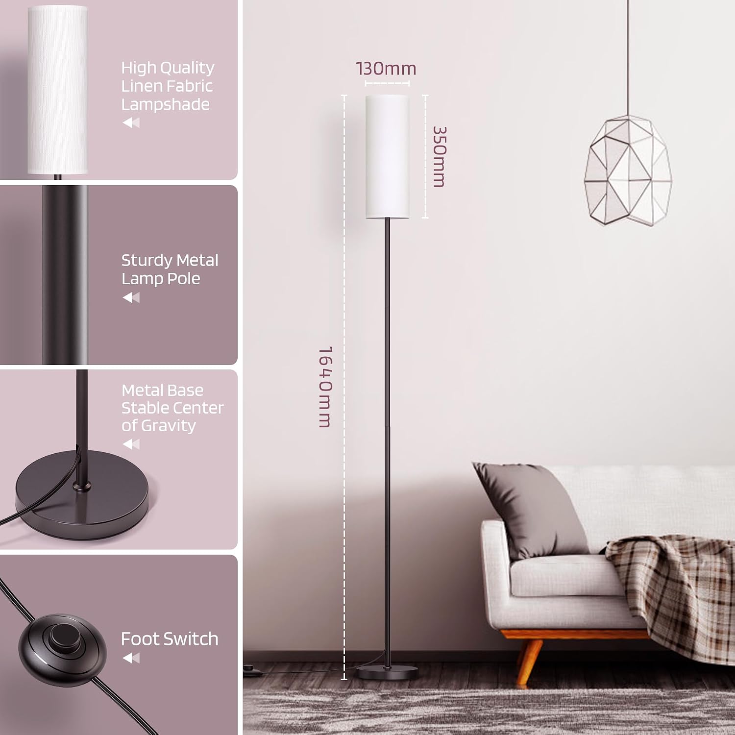 RGB Floor Lamp for Living Room, Smart Modern Floor Lamp with RGB LEDs Bulb,Standing Floor Lamp with App Control,Color Changing Standing Floor Lamp for Bedroom Living Room