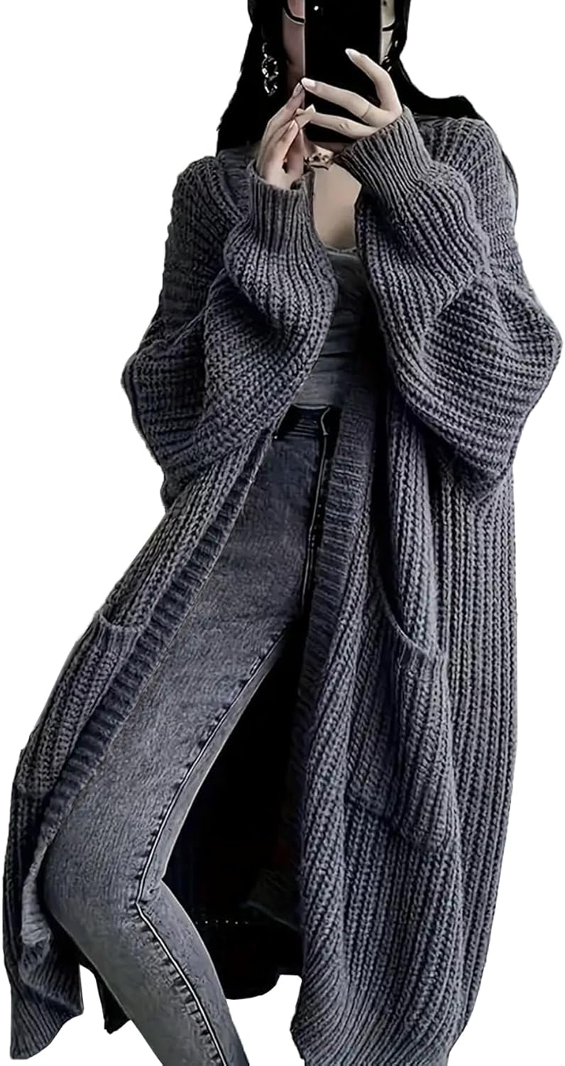 Womens Long Cardigan Sweaters Open Front Oversized Duster with Pocket for Women 2025 Fall Winter Knit Design Coats