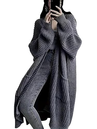 Womens Long Cardigan Sweaters Open Front Oversized Duster with Pocket