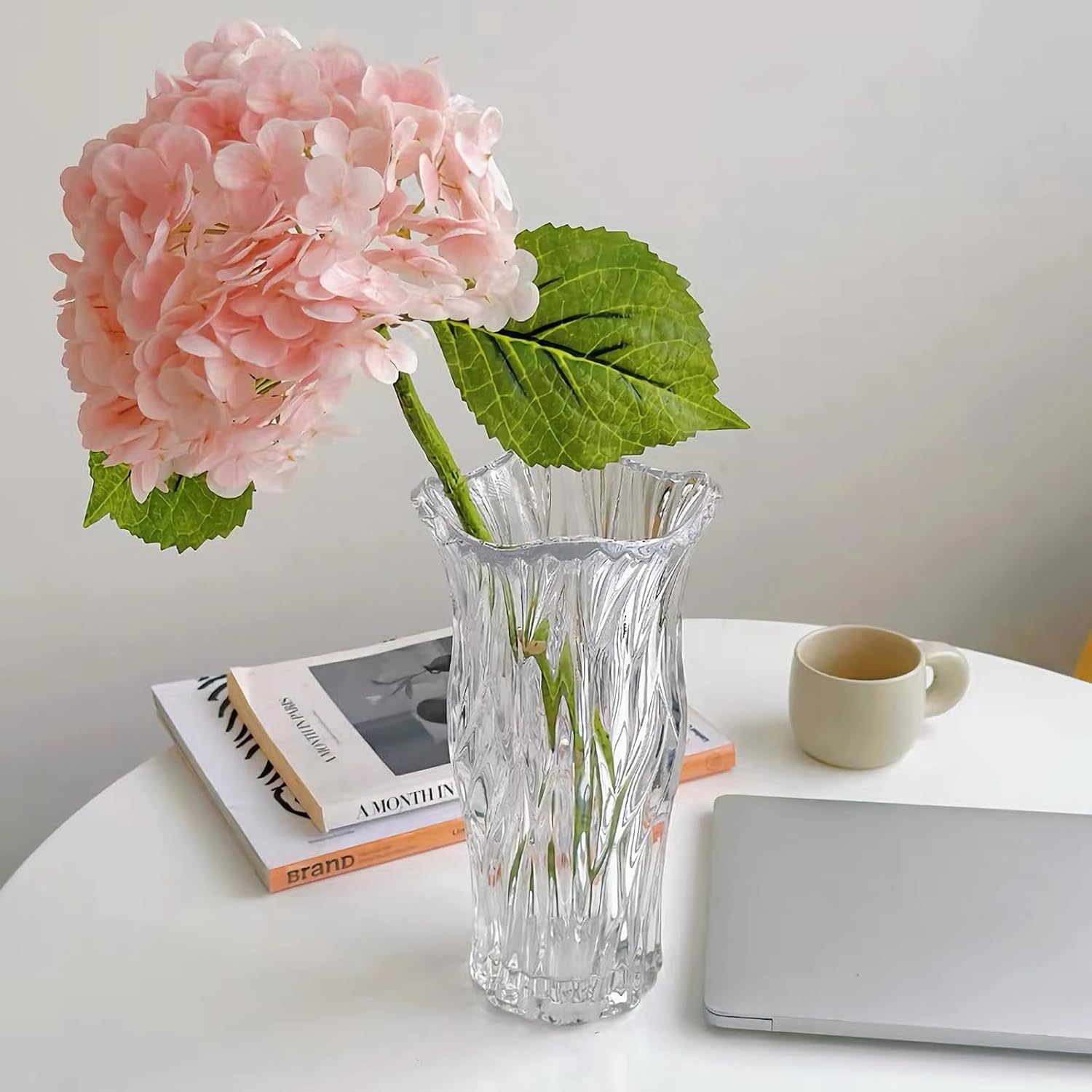 Clear Crystal Vase, Thickened Glass Vase for Table Centerpiece, Living Room, Wedding, Holiday Party, 9.1 Inches Tall - Image 5