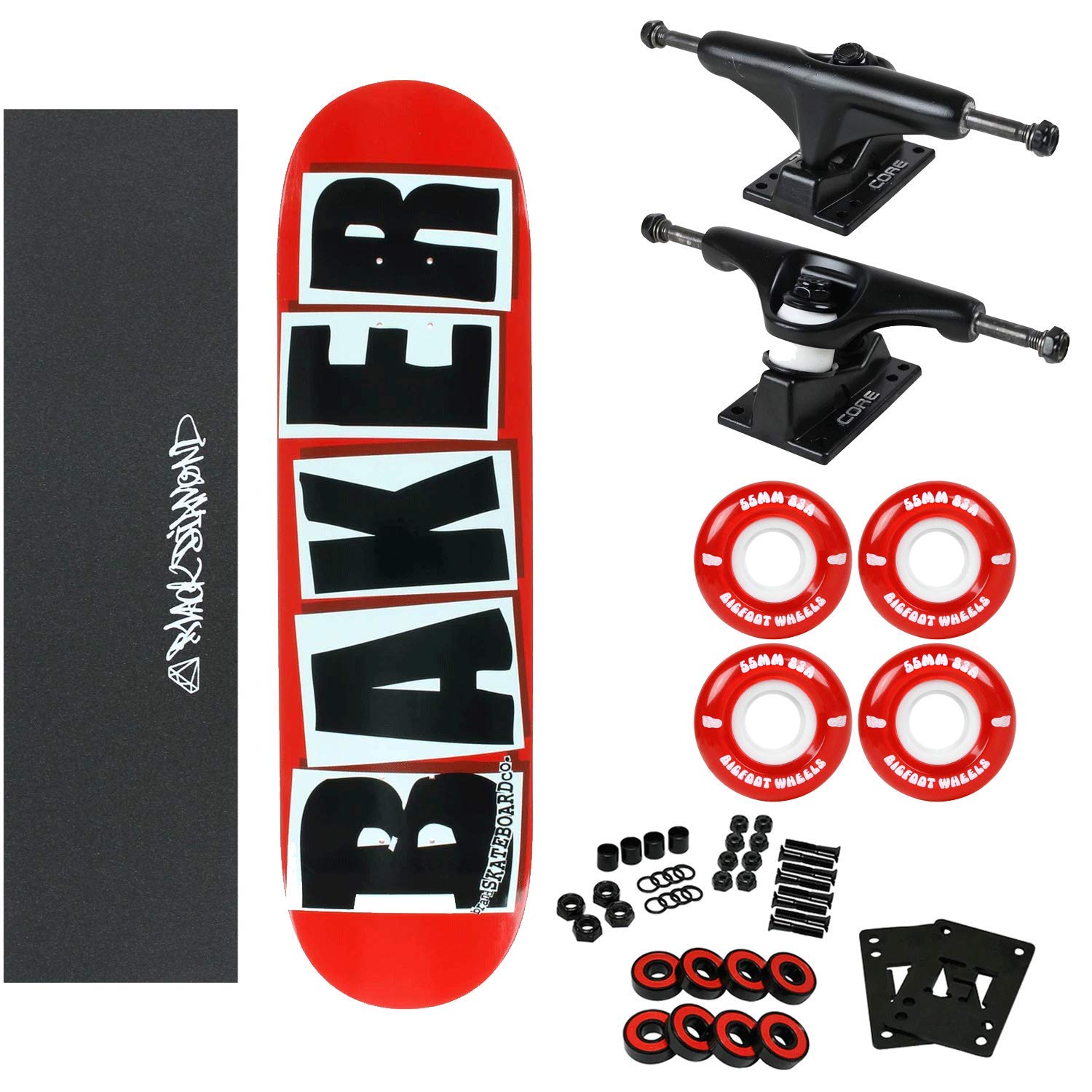 Amazon.com : Baker Skateboard Complete Logo Red/Black 8.38