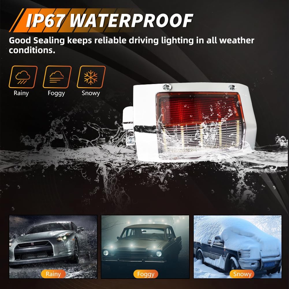 Front Parking Corner Side Marker Light Compatible with Nissan D21 1990 1991 1992 1993 1994, White Turn Signal Marker Light, Replace OEM #B611001G02, B611501G02, Amber Lens (Silver Trim)