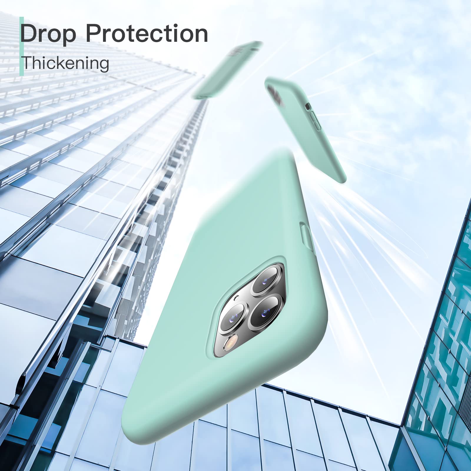 GOODVISH Cover per iPhone 11 Pro Max 6.5 '', Silicone Morbida Case con Fodera in Microfibra, Protettiva Antiurto Antiscivolo Progettata per iPhone 11 Pro Max Custodia, Marino Verde