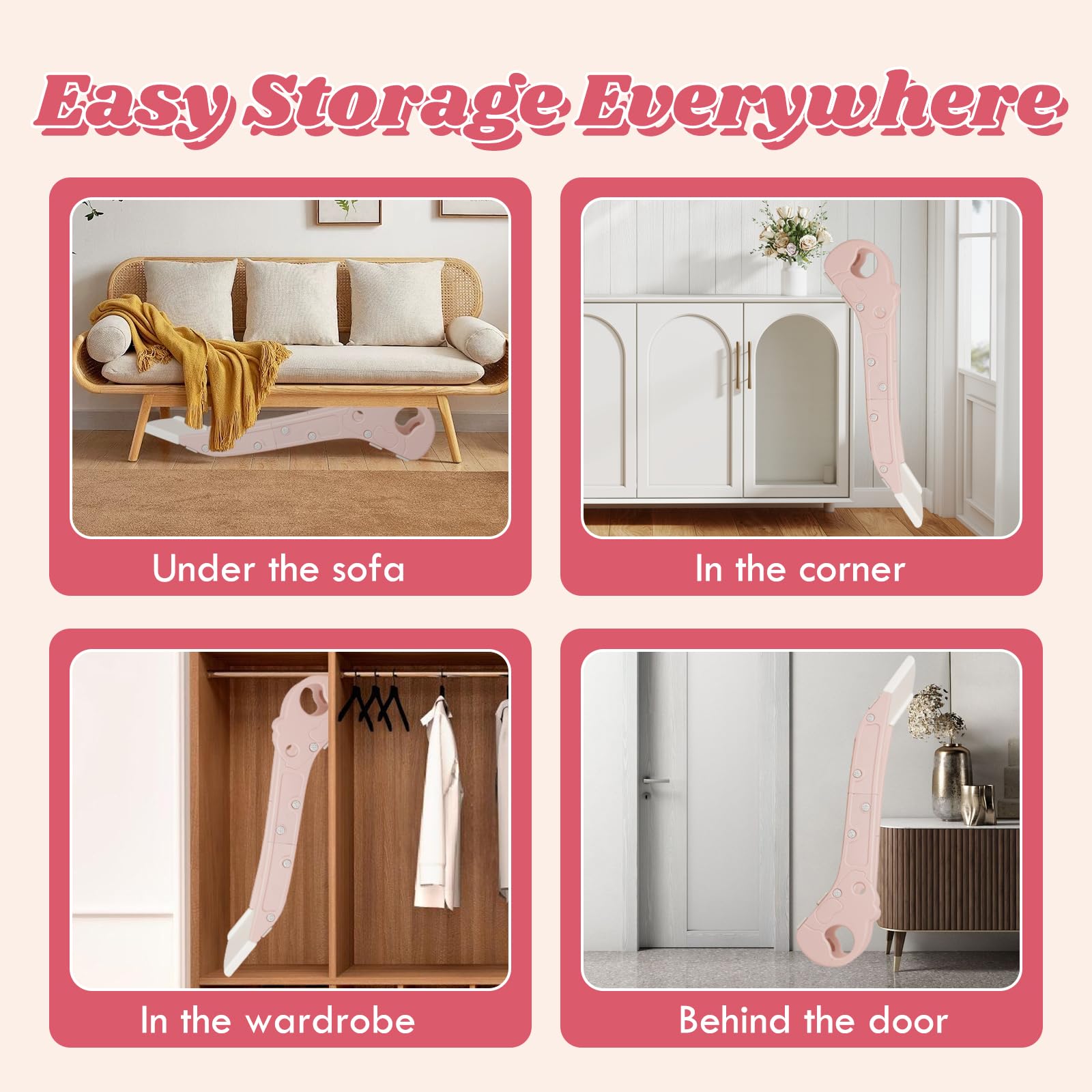 Rutsche für Kinder, Indoor Rutsche für Bett & Sofa, Kleinkind Bettseitenrutsche mit Rutschfester Basis, Montessori-Spielzeug Rosa