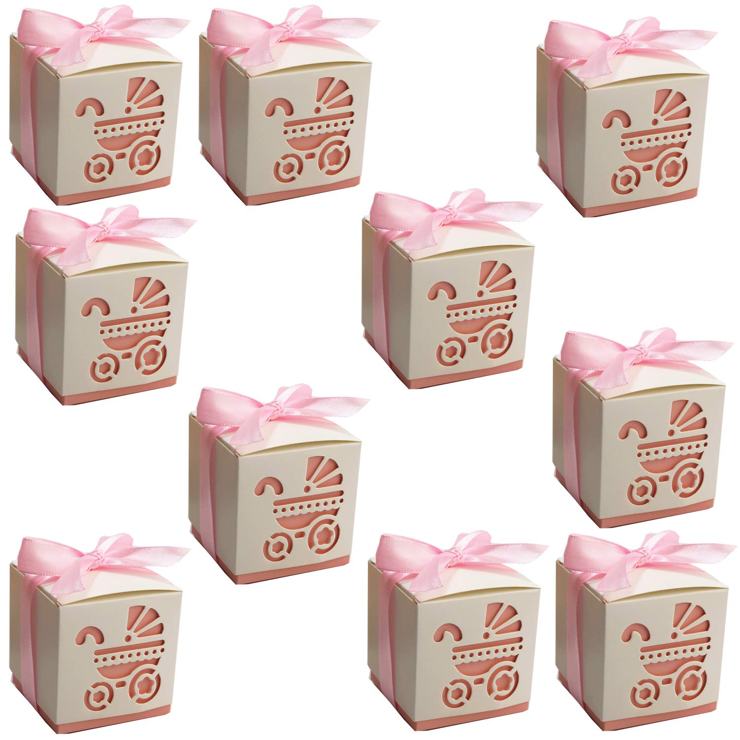 RasuImpex 10pcs 2.4" Mini Baby Shower Candy Boxes Gift Candy Boxes (6x6x6)cm Party Favor Boxes Paper Treat Boxes with Craft Ribbon and Cute Footprints Confetti for Baby Shower Wedding Party (Pink) #RasuDecor (B08X6XJGSH) Amazon Price History, Amazon Price Tracker