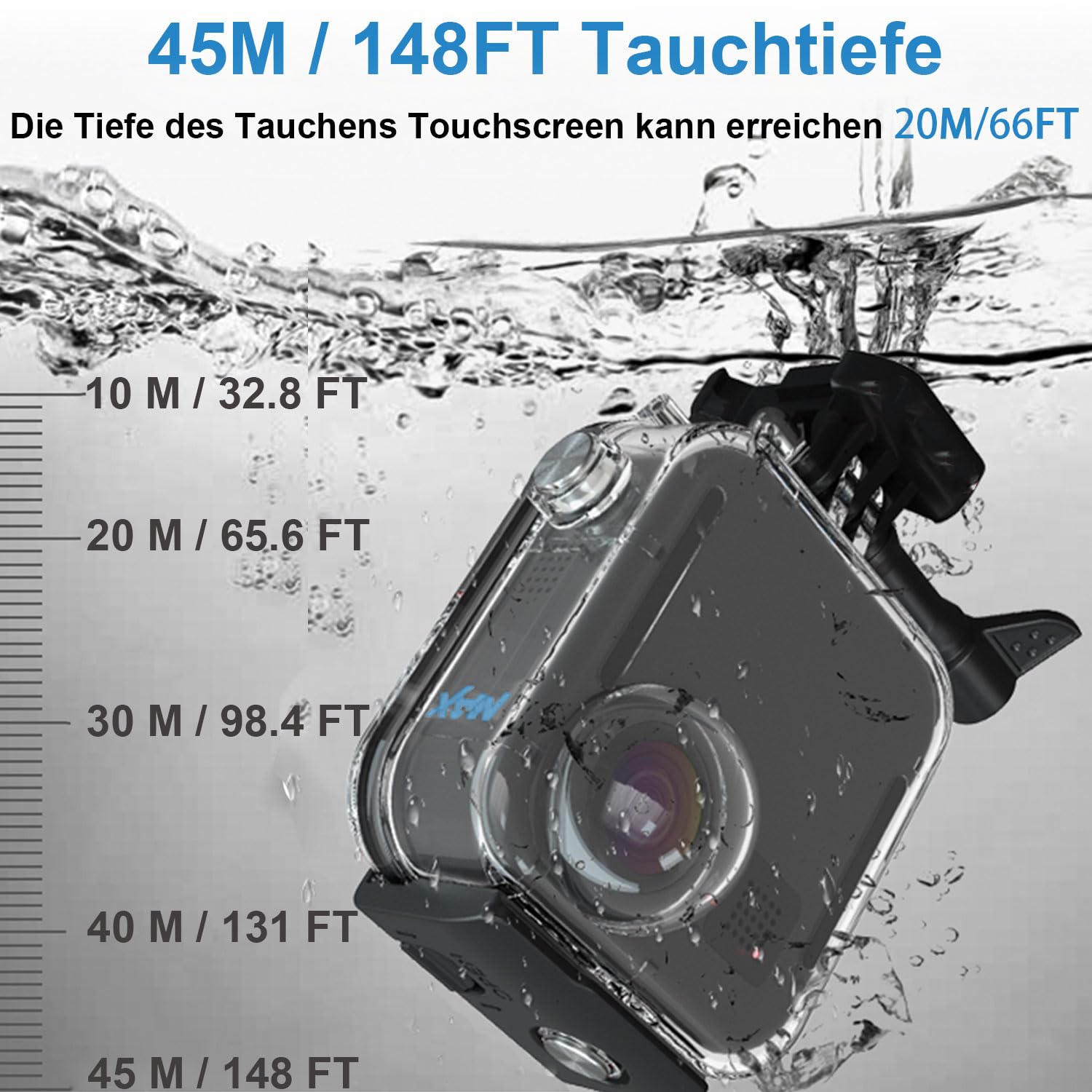 FitStill 147FT/45M wasserdichtes Tauchgehäuse für Go Pro MAX 2025, Unterwasser-Schutzhülle mit Halterung, Max 2025 Zubehör, Nicht kompatibel mit Go Pro MAX 360