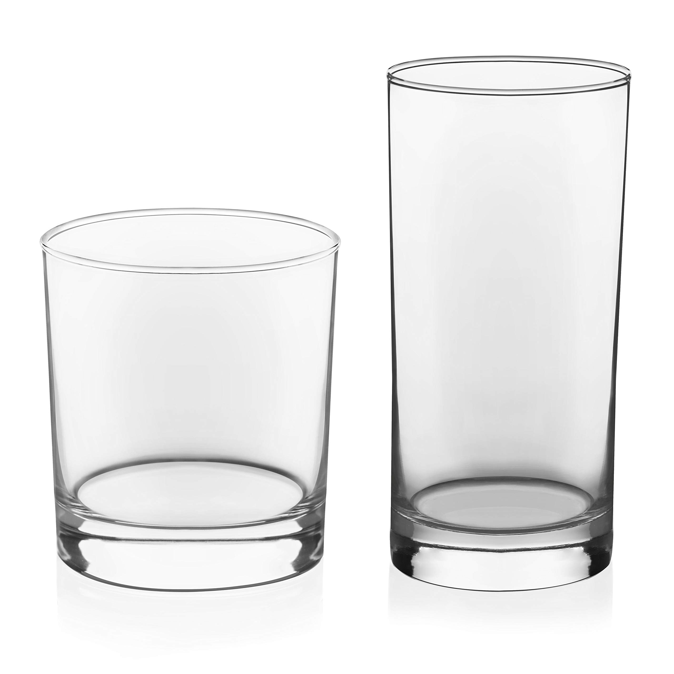 Libbey Province Tumbler & Rocks Glas Set, Edles Drinkware Gläser Set, hohe Trinkgläser mit modernen Linien, spülmaschinenfeste Trinkgläser, 16-teiliges Sortiment | Fassungsvermögen: 325 ml für Whiskey, Cocktails und mehr, mit schwerem Boden und spülmaschi