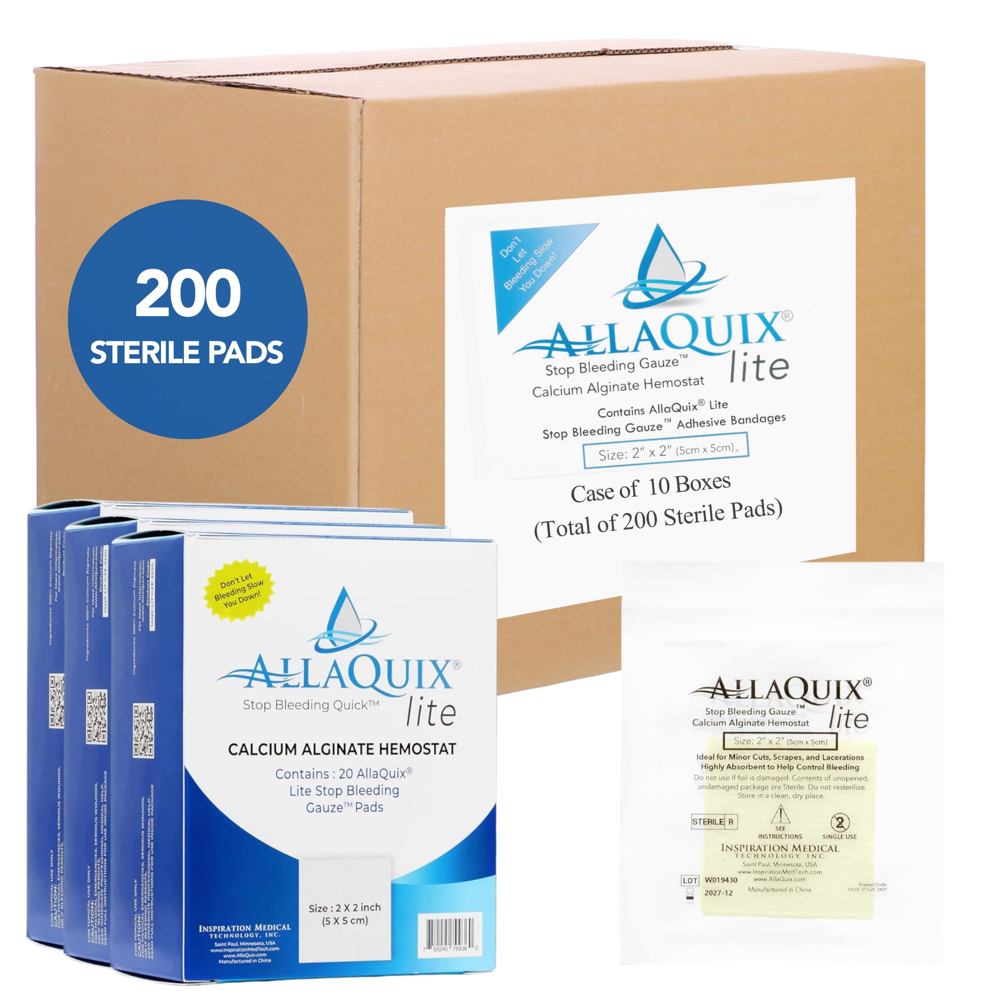 Stop Bleeding Fast – AllaQuix Lite Hemostatic Gauze Pads 4" x 4" – Calcium Alginate Wound Dressing – Sterile, High Absorbency, Non-Adherent – First Aid for Bleeding Control – 10 Count — Amazon image 14