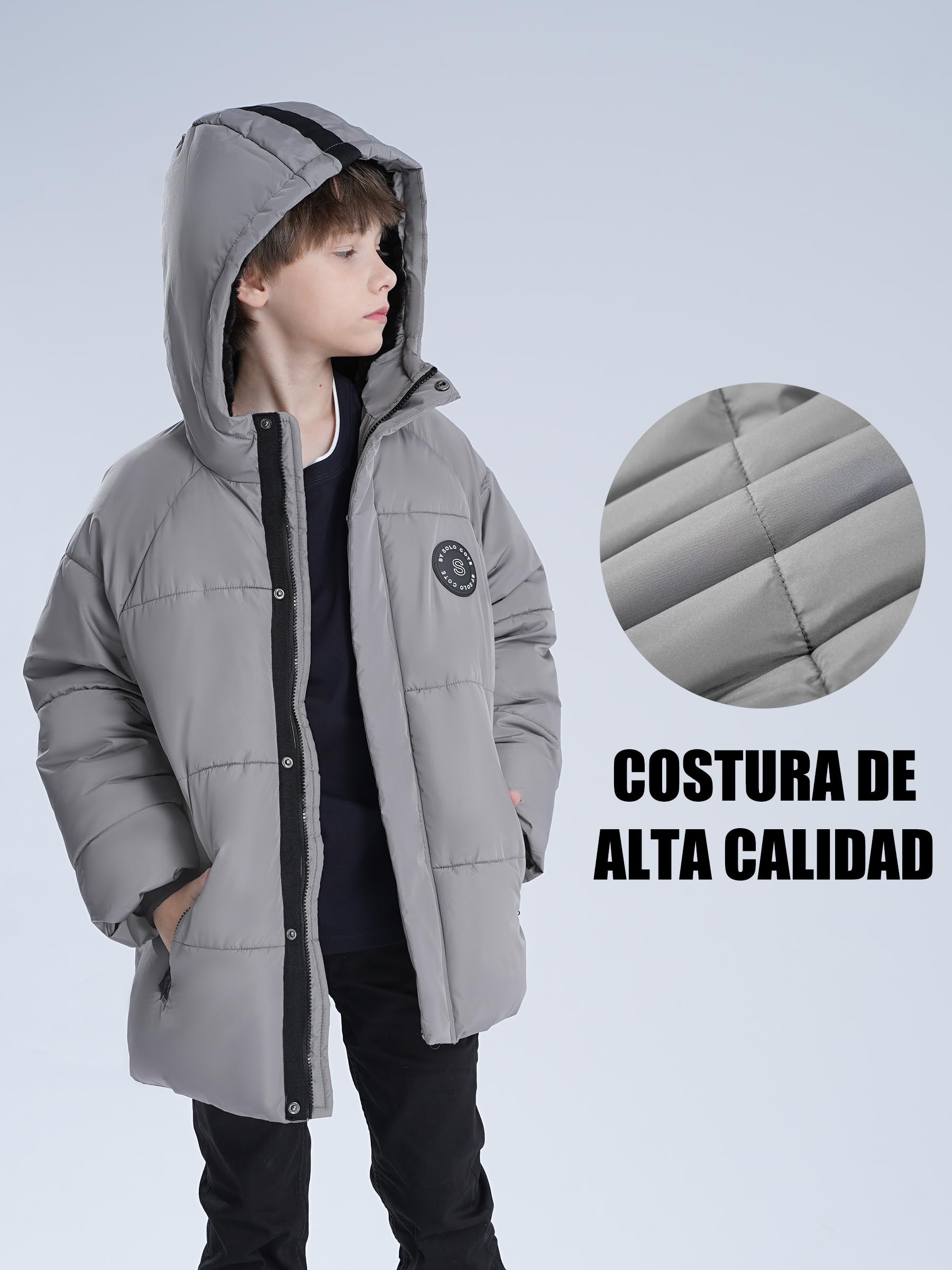 maoo garden Abrigo Niño Invierno Chaqueta Gruesa Impermeable Con Forro Polar Térmico Para Niños Mayores 128-152cm