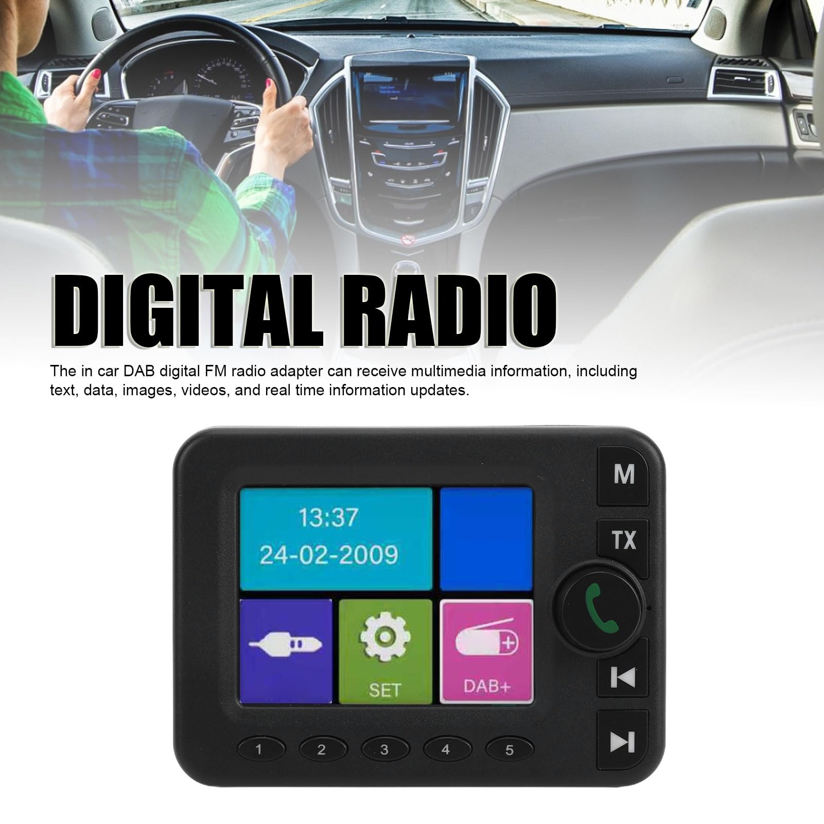 Denash Adaptateur Radio Numérique Dab dans la Voiture, Transmetteur FM Bluetooth 5.0 avec écran TFT 2,8 Pouces pour Un Son Cristallin et des Mises à Jour en Temps Réel