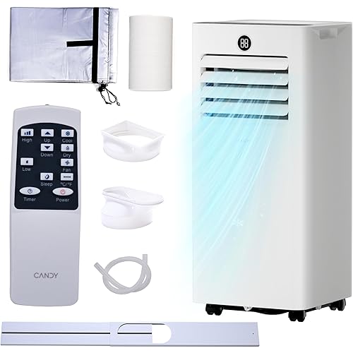10,000 BTU Portable Air Conditioner for Rooms up to 450 Sq.Ft, 4-in-1 Cooling/Dry/Fan/Sleep Mode, Remote Control, High Low Speed, Window Kit Included, White