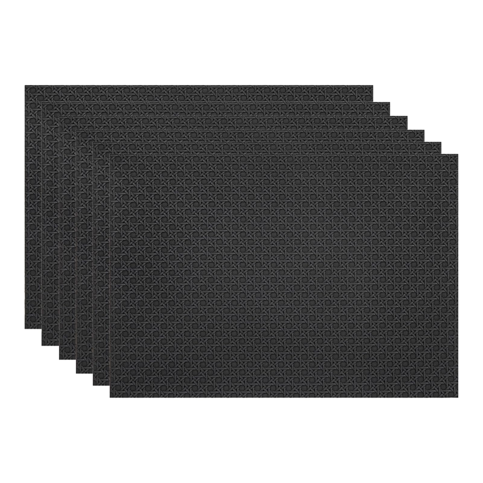 Manteles Individuales Antideslizantes Salvamanteles Individuales Antimanchas Lavables de Cuero Ipermeable Facil de Limpiar, Juego de 6, Negro