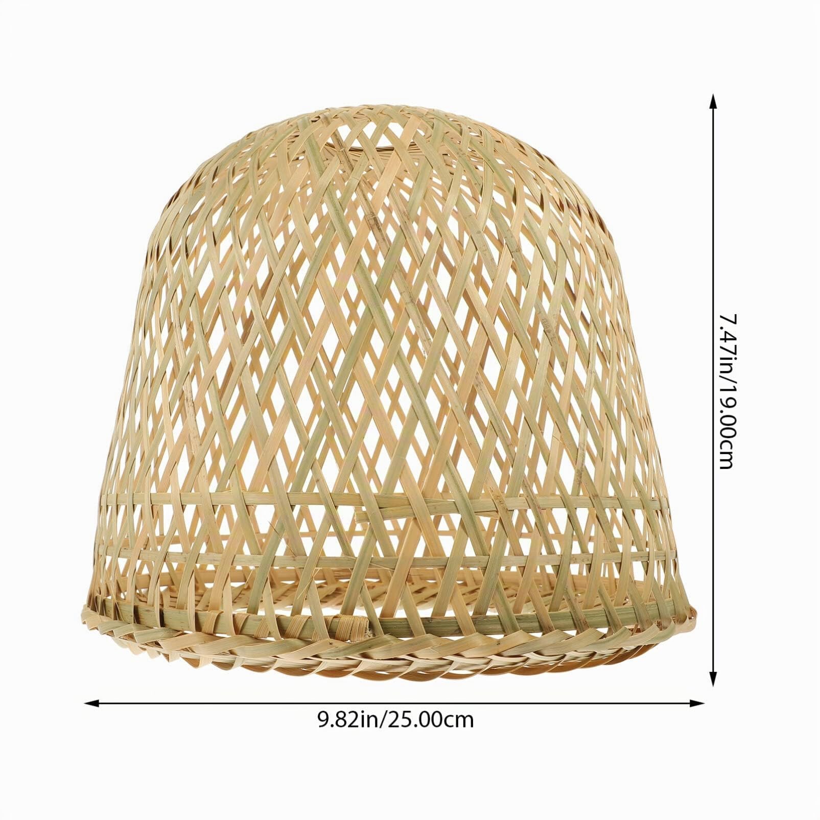 Uonlytech Abat-Jour Bambou Vintage 9.84X9.84X7.48 Pouces Couvercle De Lampe Suspendue Pour Luminaire Intérieur Éclairage Doux Facile À Installer