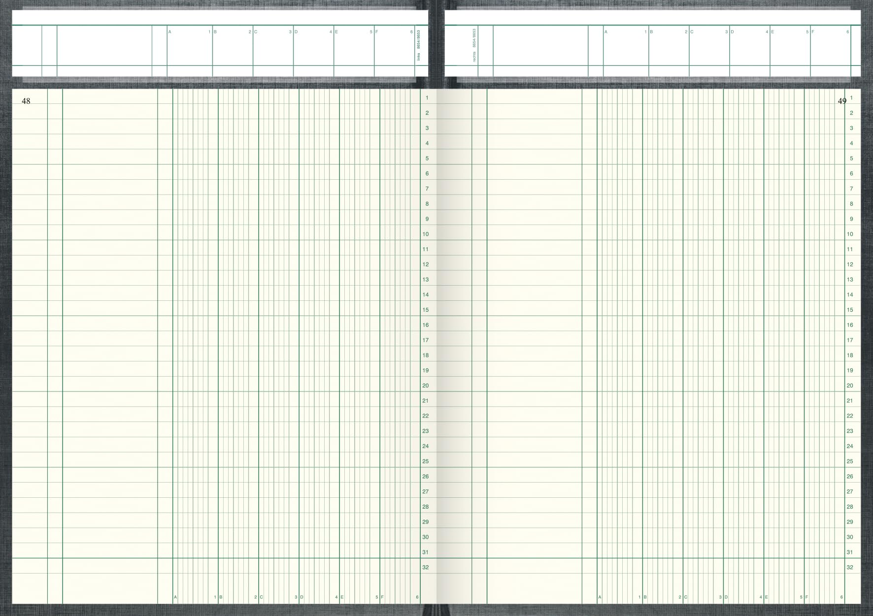 Konig & Ebhardt 8611062-7106P96KL - Quaderno a 6 colonne, copertina rigida, A4, 96 fogli