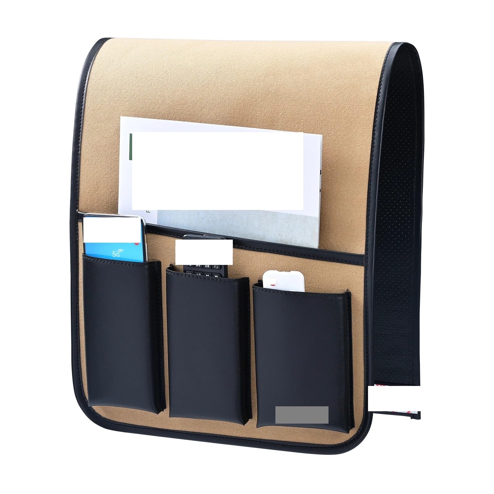 Organizador de reposabrazos sofá, Soporte Control Remoto for sillón reclinable, Organizador Cuero, Antideslizante para Sofá(Brown)