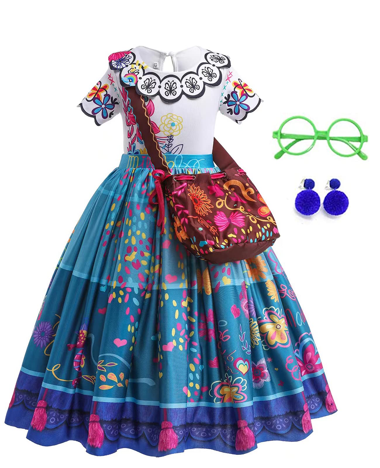 DYJJKM Mirabel Costume for Girls Magic Family Dress Cosplay Princess Halloween Party Outfit