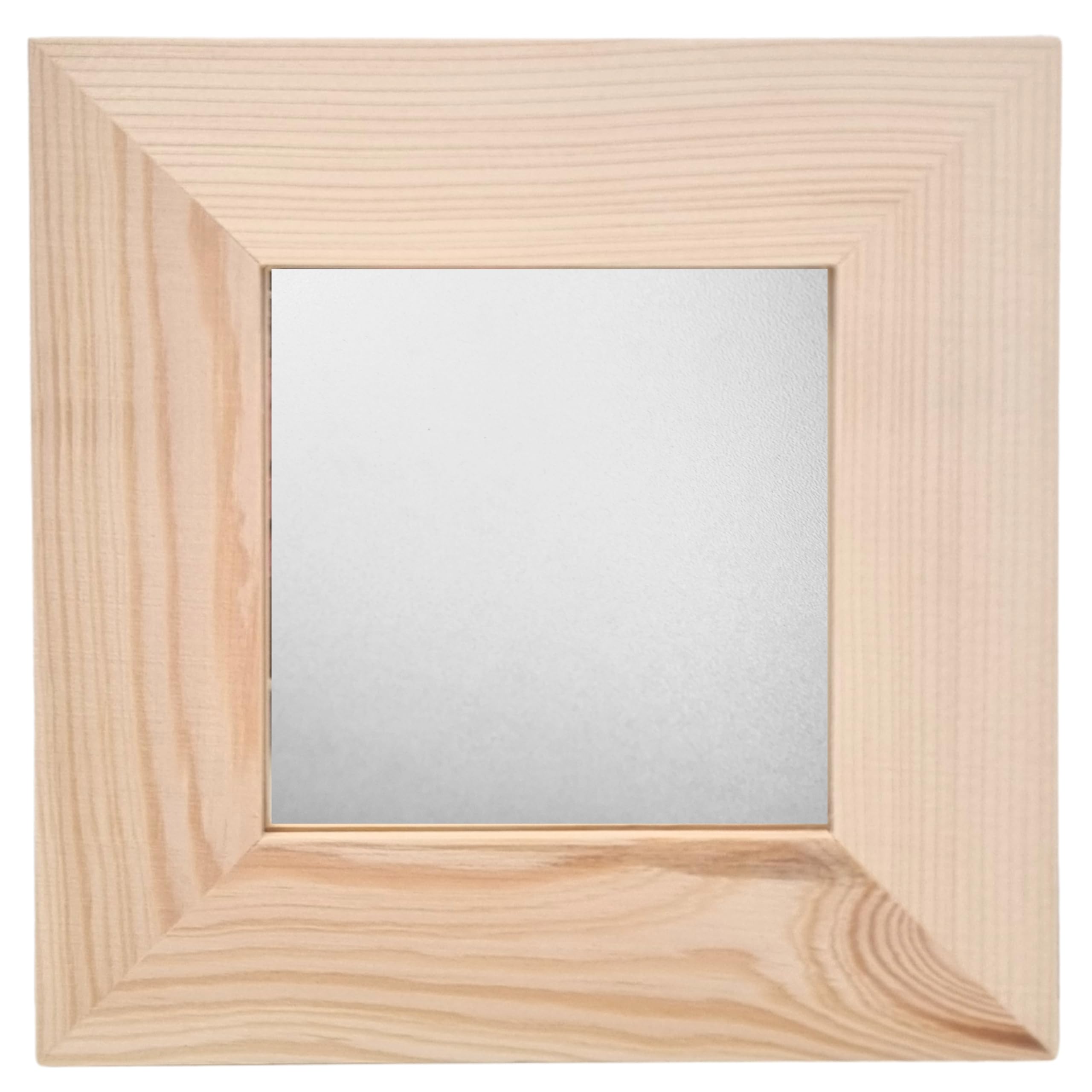 WooDeeDoo Unpainted Wood Small Framed Mirror | Glass Size 10.5x10.5 cm / 4.13x4.13 | Square Hanging | Plain Blank Pine To Decorate For Crafts
