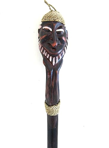 Oma Bastón de madera tallada a mano Tiki God African Tribal Walking Stick Arte africano - Marca OMA Federal (TM)