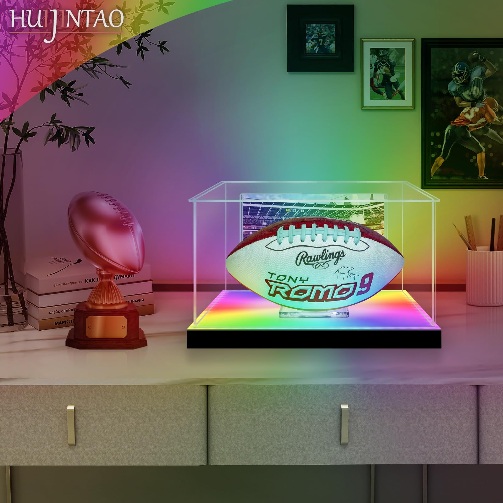 Football Display Case with RGBW LED Light - Image 3