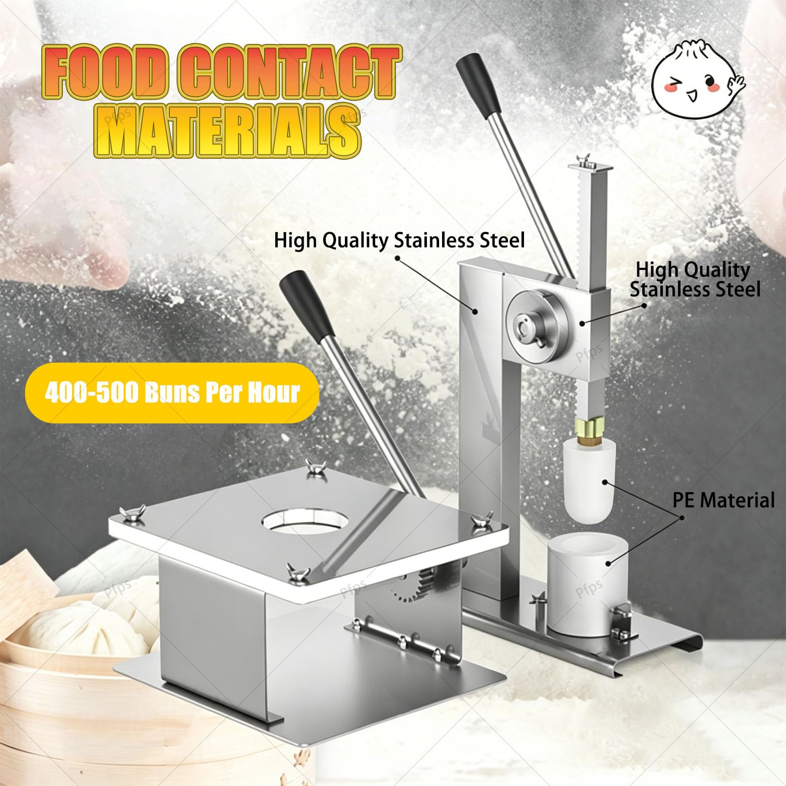 Macchina per Baozi, Macchina Semiautomatica per Panini Cinesi, 400-500 Panini All'ora, Kit Fai da Te per La Preparazione di Panini con Stampi, per La Cucina Casalinga Large
