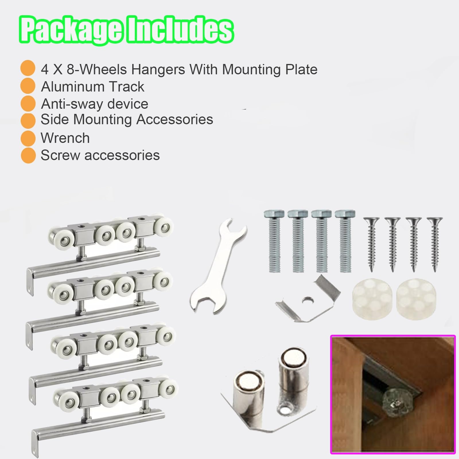 Kit de herrajes para Puertas corredizas de Granero con Sistema de derivación para 2 Puertas - Sistema de Doble riel de Alta Resistencia para armarios y Puertas corredizas (3,4 m) - Instalaci