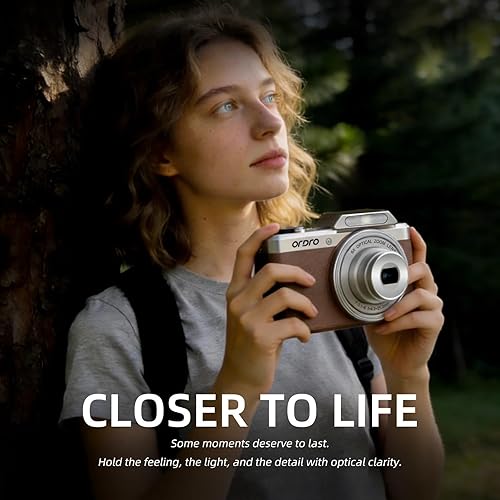 Miniatura 4 de ORDRO Cámara digital, cámara compacta 4K, zoom óptico 6X, sensor de 8 MP, pantalla abatible de 2.8 pulgadas, flash integrado, WiFi, adecuada