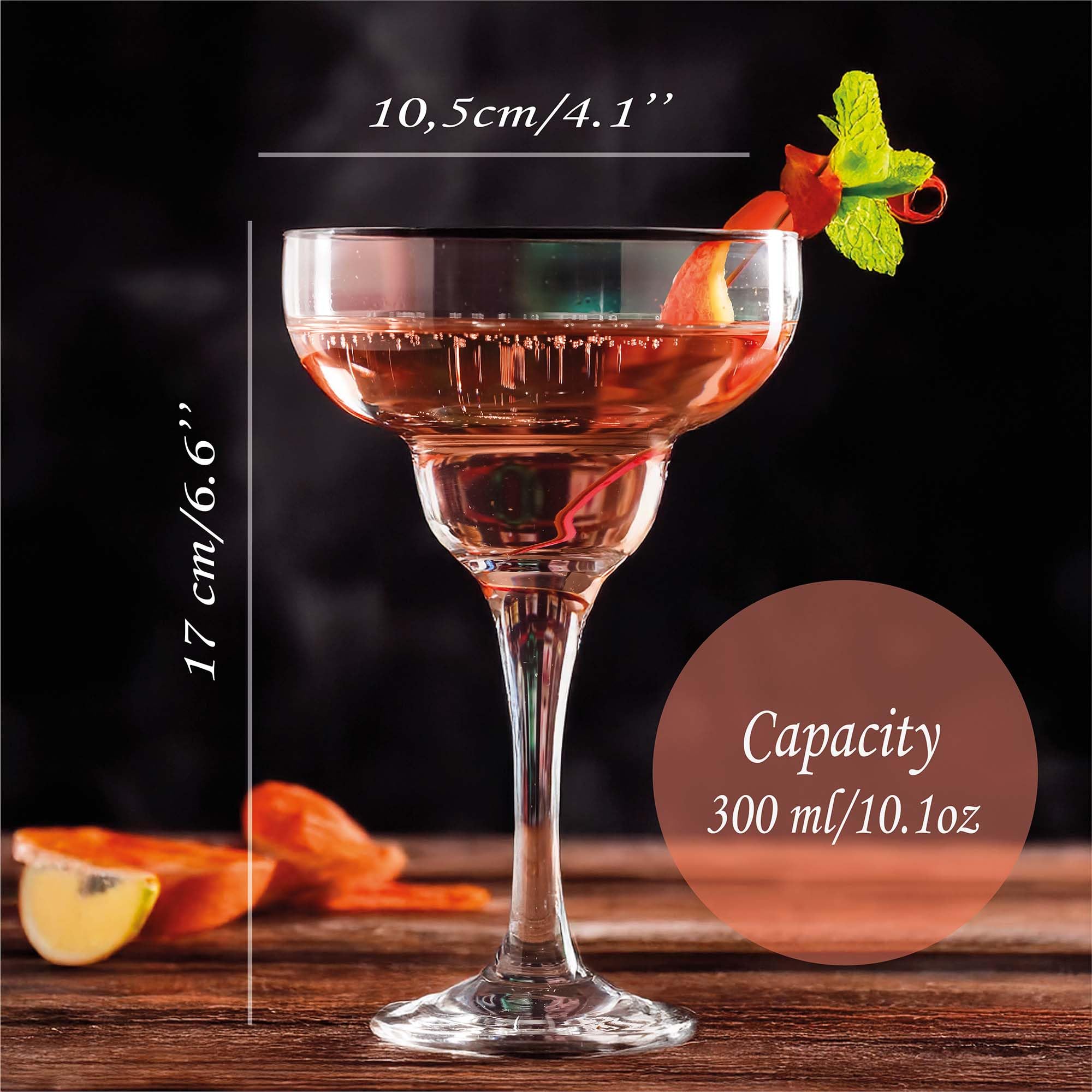 Bicchieri Margarita (300 ml/10,1 oz), Bicchieri da Cocktail, Martini Coupe, Martini Espresso in Cristallo, Cristallo a Stelo Lungo (2 pezzi (300 ml))