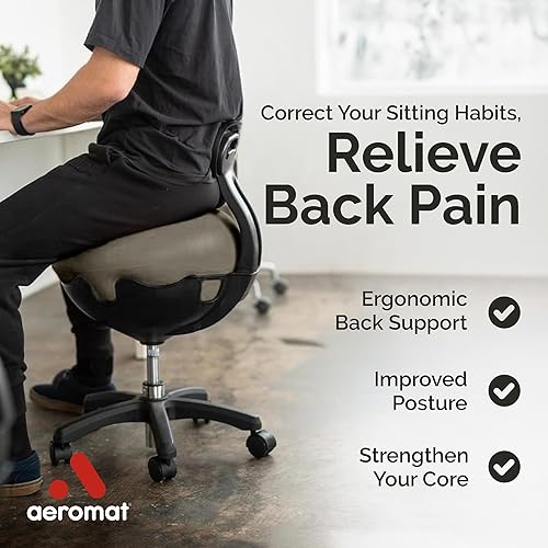 Miniatura 8 de Aeromat Elite - Silla de pelota de yoga para oficina y hogar, gorra de 250 libras, silla de escritorio ergonómica con ruedas bloqueables, altura