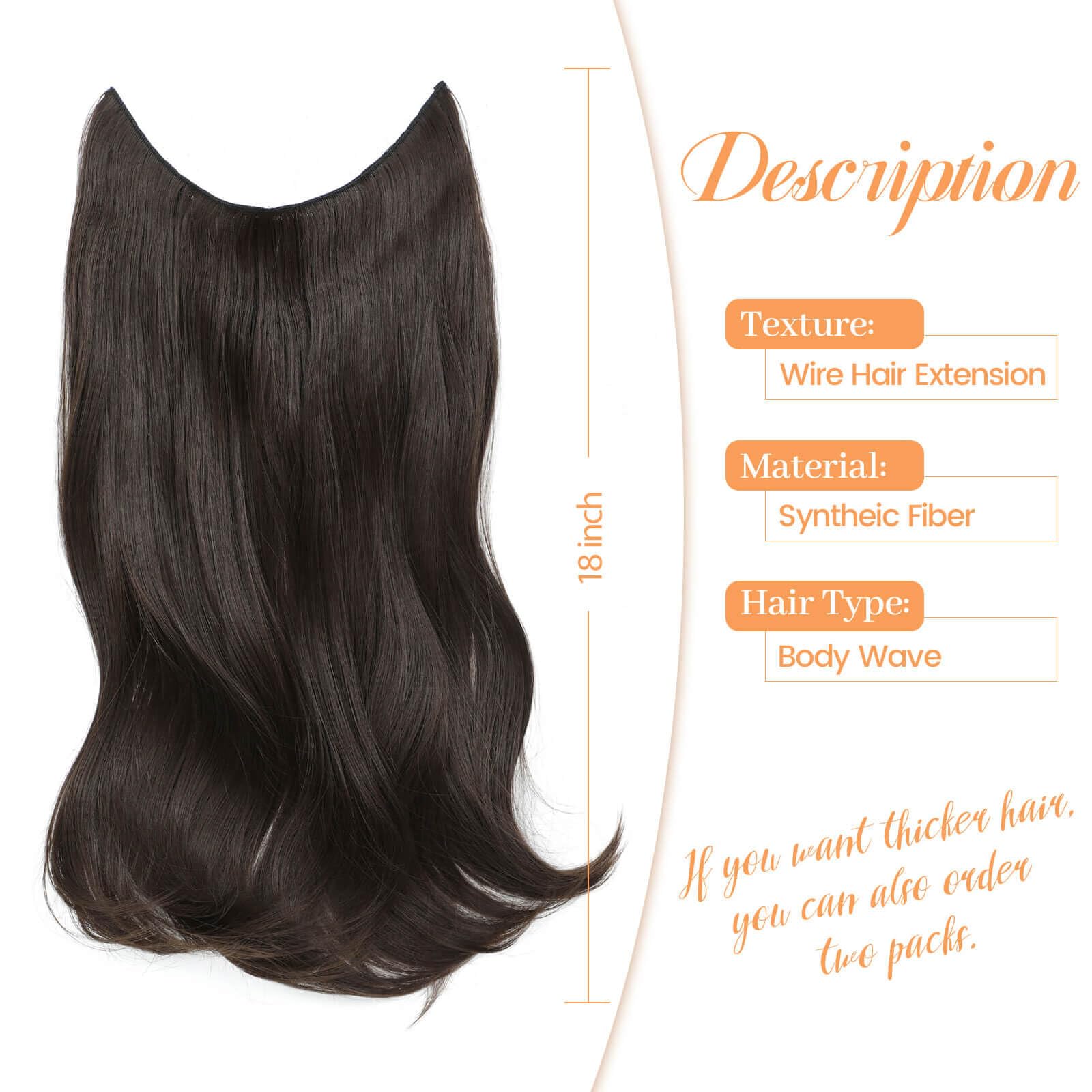 Flyroseing Body Wavy Halos Hair Extension, Natural Brown Hair Extensions - Image 4