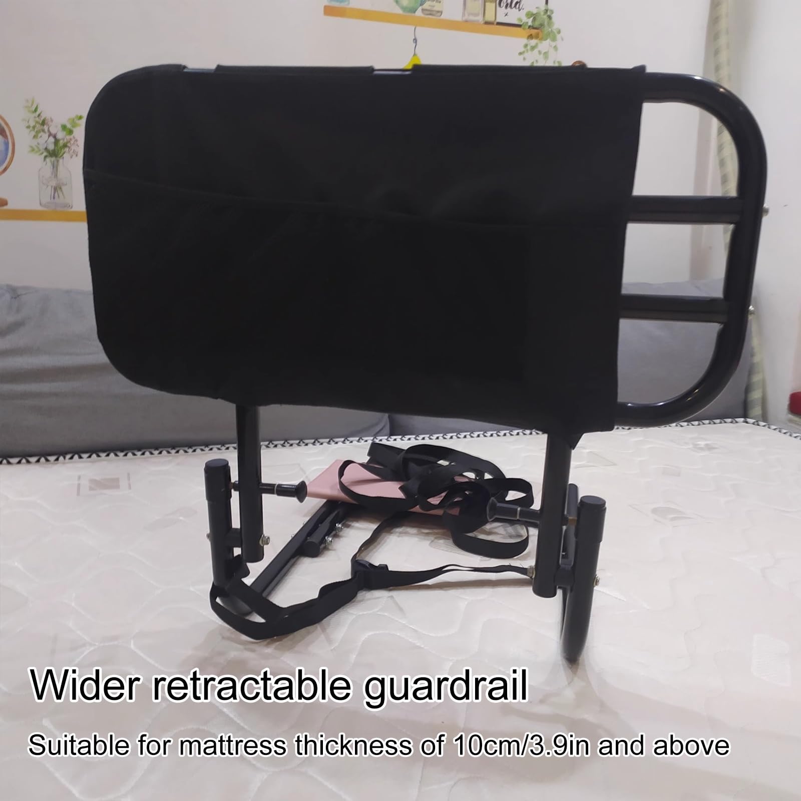 Asa De Cama Y Auxiliar De Cabecera, Barandillas De Cama For Personas Mayores, Bastón De Cama For Personas Mayores, Tubo De Acero Al Carbono Engrosado, Ensanchado, Ancho Ajustable, Abatible