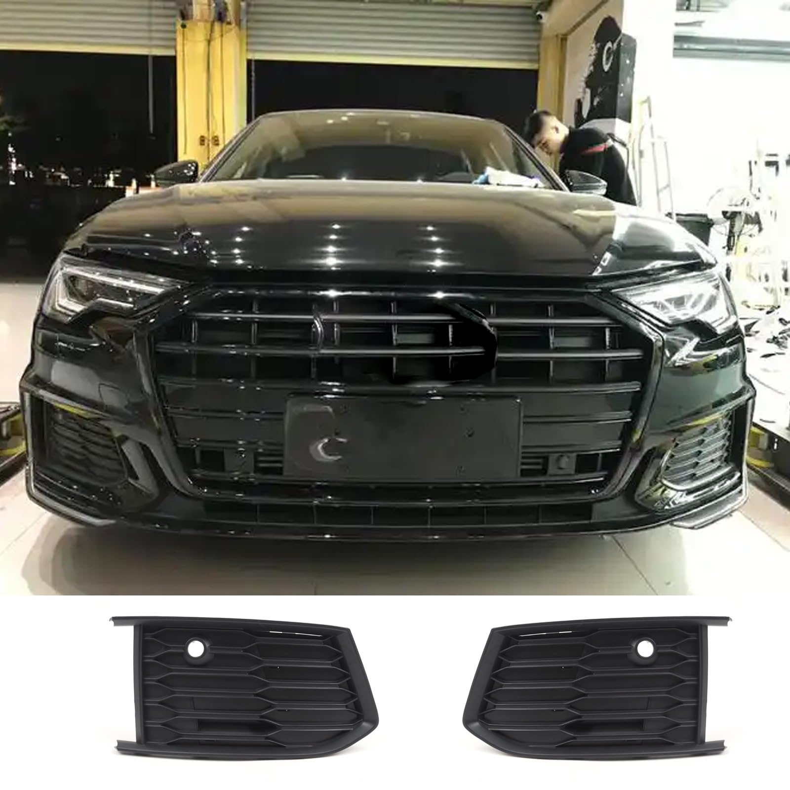 Ywmsfl Car Fog Light Vent Grille Trim Suitable For 4K0807151A 4K0807152 Auto Front Lower Bumper Driving Lamp Frame Covers