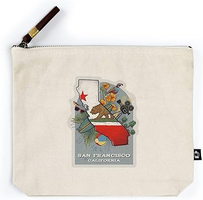 Lantern Press San Francisco, California, State Treasure Trove, State Series, Contour (100% Cotton Canvas Travel Accessory Go Bag)