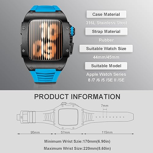 Miniatura 4 de RYUEUYA Funda metálica resistente de diseño de lujo con correa, compatible con Apple Watch Series 87 de 1.772 pulgadas y SE654 de 1.732 pulgadas,