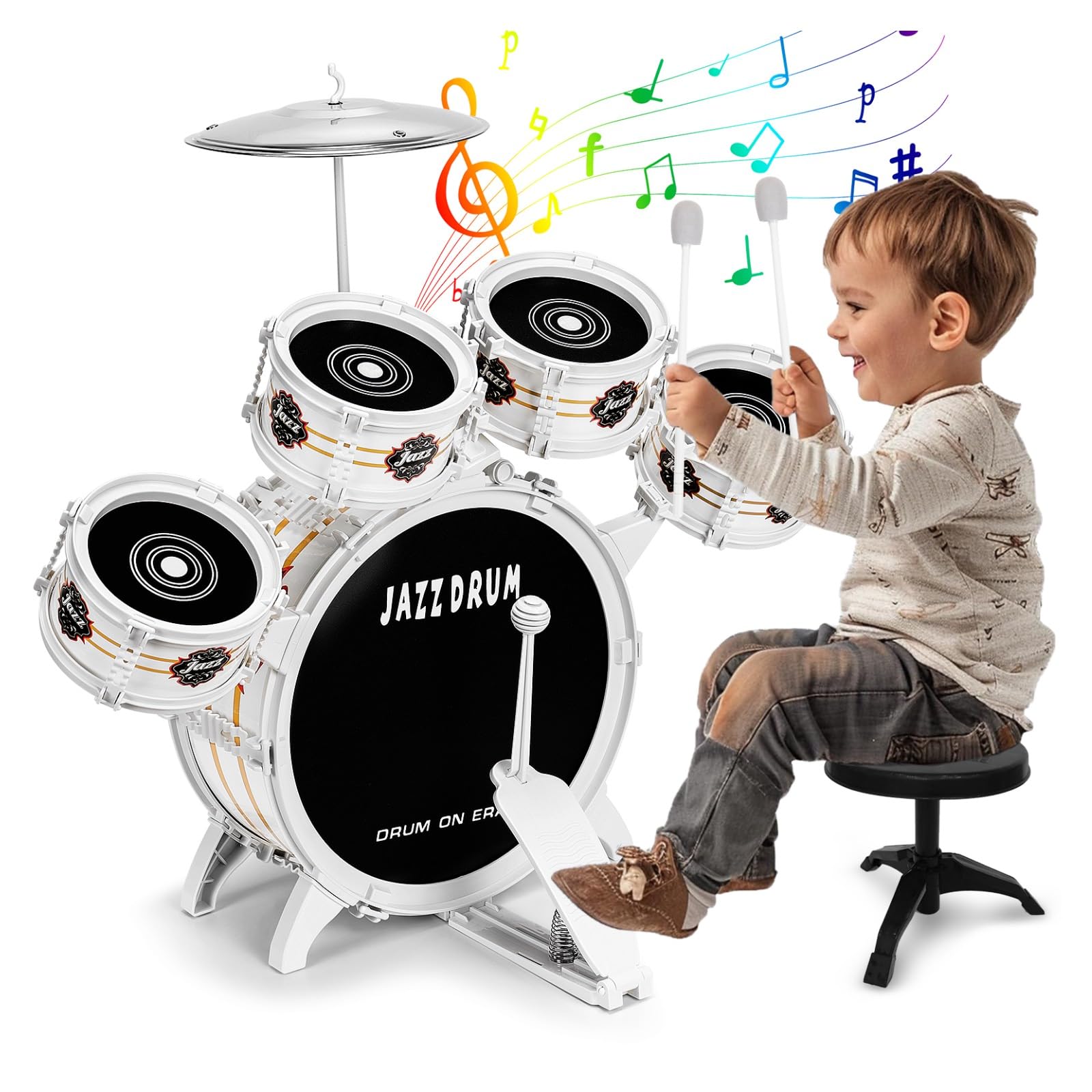 Kids Drum Set for Toddlers 1-3 - Musical Toy Drums Set for Kids - 5 Drums Musical Instruments