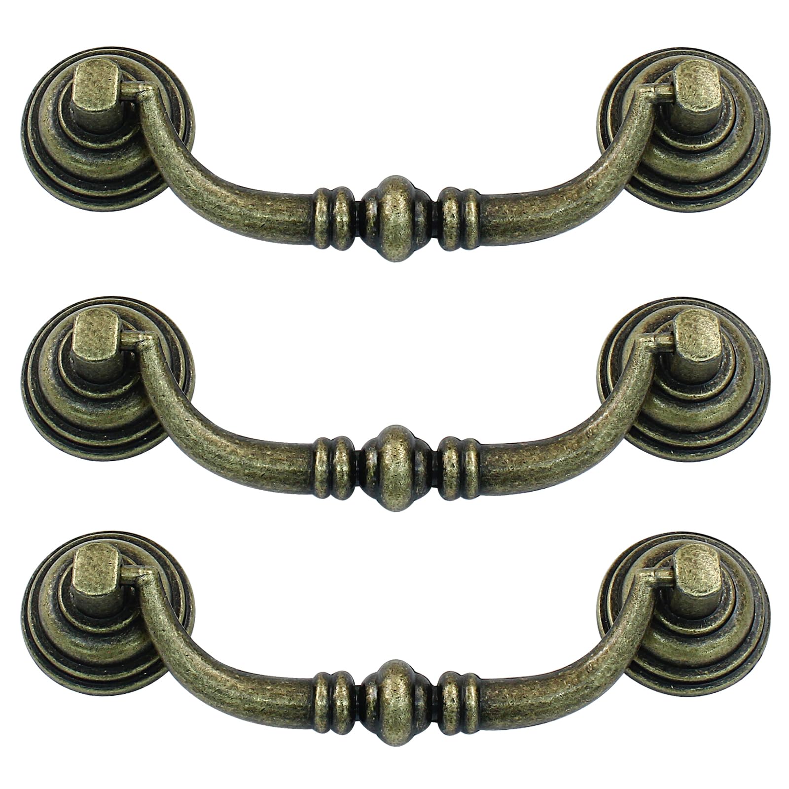 Kyuionty 8 Pack Bail Pull Handles - Antique Bronze, 2.75 Inch Hole Center, Vintage Drawer Pulls - View #9