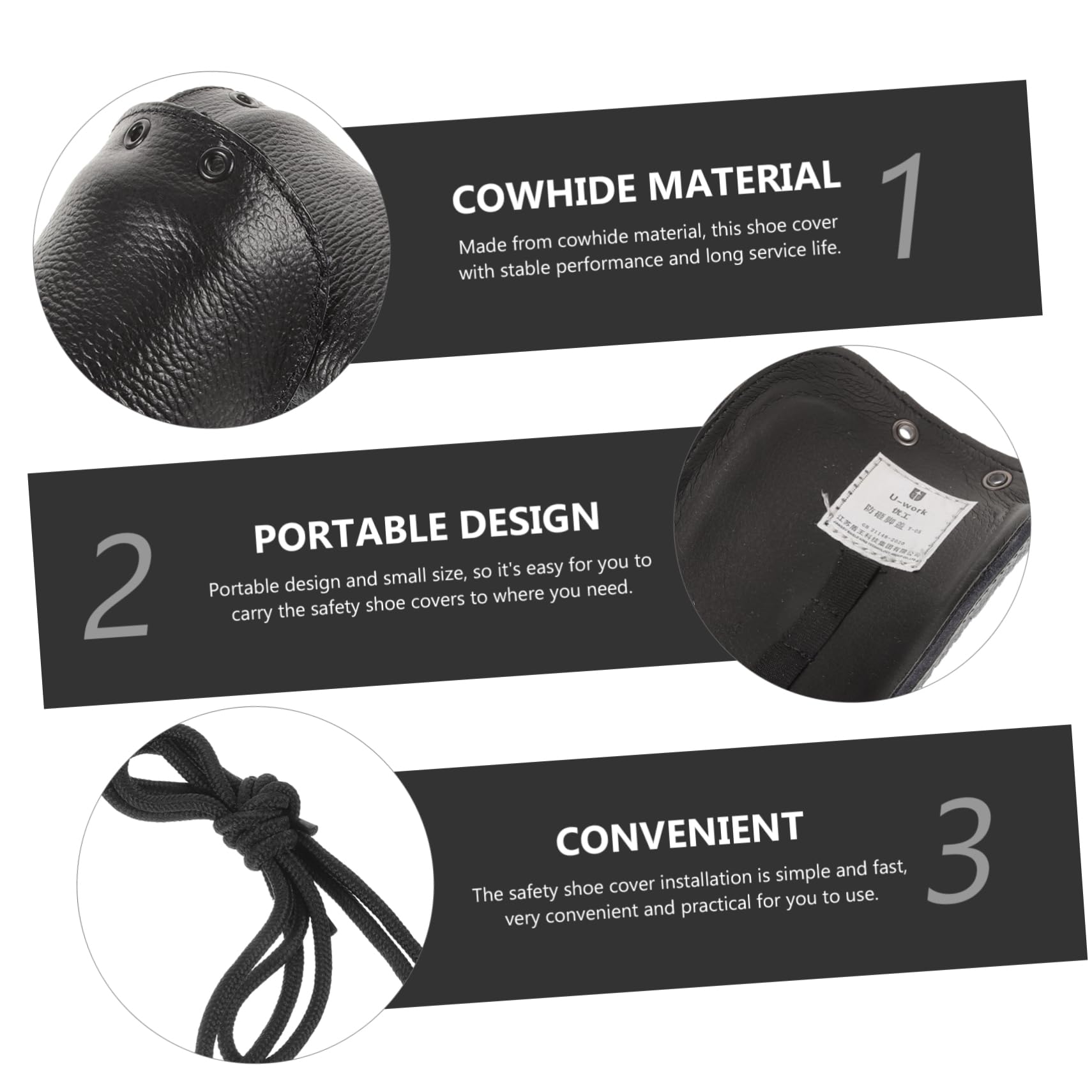 LIFKICH 1 Pair Work Boots Metatarsal Guards Insulation Shoes Protector Shoes Guard Cover Reusable Shoes Covers Outdoor Shoes Safety Shoes Toe Cover Portable Two Layers of Cowhide Black