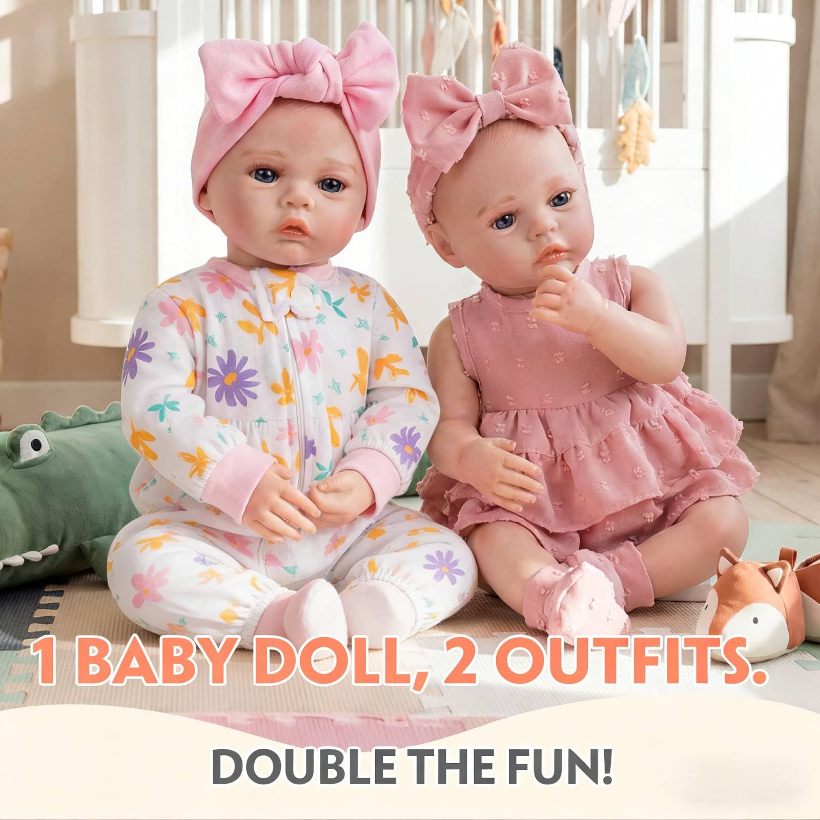 Lebensechte Reborn Baby Puppe mit Zwei Outfits - 43cm Weichkörper Babypuppe wie EIN echtes Baby, Handbemalte Details & Sichtbare Venen