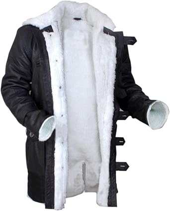 Flesh & Hide F&H Mens Bane Genuine Stonewash Leather Shearling Coat
