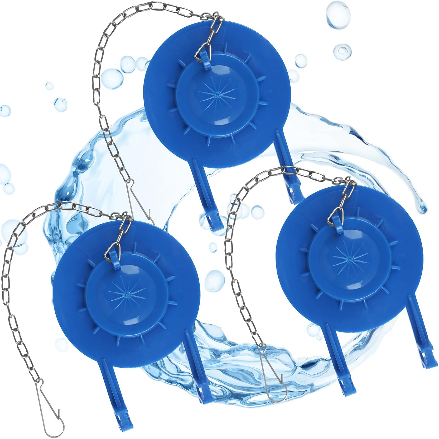 Toilet Flapper Replacement 2 Inch - Compatible with Most American Standard Kohler Fluidmaster Toto Gerber Toilets Tank Water Saving Rubber Flush Valve Flapper with Stainless Chain Blue 3 Pack